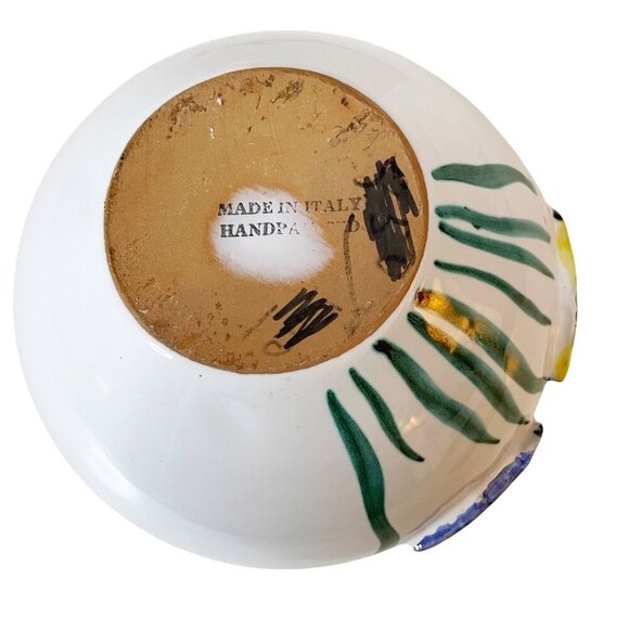 Italian Ceramic Vase with 3D Fish Hand Painted Round Shape Ocean Lake Home Decor - Picture 3 of 7